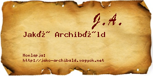 Jakó Archibáld névjegykártya
